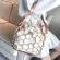 Fashion Ladies Women's Large Pu Leather Hollow Buckets Fish Net Boho Shopper Shoulder Bag Detachable PU Canvas Handbag