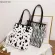 Women Pu Leather Cow Pattern Printing Oulder NG Bag Vintage Large Capacity -Handle Tote Handbags