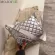 Casual Shoulder Crossbody Bag Women Cotton Padded Lattice Pattern Solid Color Messenger Satchel Bags