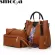 SMOOZA 4PCS SET SES and Handbags PU Leather Striped Oulder Bags for Women -Handle Bags Fe Oulder Bag