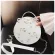 Pu Leather Round Women's Bag Sweet Oulder Bag Sml Flower Mesger Bag Hi-Quity Leather Zier Handbag