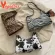 Yogodlns Trendy Cow Pattern Baguette Women's Bag Pu Leather Oulder Bag Vintage Armpit Bag Pard Underarm Bag Lady Handbag