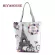 Miyahouse Cr Flower Print Oulder Bags Fe Leire Tower Design Beach Bags Mmer Style Women Canvas Tote Handbag