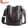 Yogodlns Crocodile Pattern Style for Women Pu Leather Oulder Bags Large Size Bucet Bags Retro Wide Strap Oulder Bag