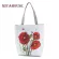 Women Canvas Tote Vintage Flowers Print Beach Bags for Fe Graph Design NG Handbags Girls Flag Eco Friendly