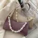 Vintage Tor Pattern Oulder Bag For Women Pu Leather Armpit Bag Pearl Design Baguette Bag Advanced Lady Handbag Sac Fme