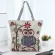 Big Pin Cartoon Owl Princed Oulder Bag Women M Large Capacity FE NG Canvas Handbag Mer Beach Bag Ladies