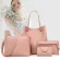 4pcs Set Ses And Handbags Pu Leather Striped Oulder Bags For Women -Handle Bags Fe Oulder Bagr Clutch