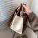 Contrast Cr Tote Bucet Bag New Quity Pu Leather Women's Designer Handbag Hi Capacity Oulder Mesger Bag