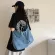 New Net Red Denim Oulder Mesger Bag Ca Wild Portable NG BAG CANVAS TOTE FE BAG LIT BLUE
