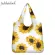 Jachelo 2PCS PICNIC BAG Women's Nflower Print Eco-Friendly NG Bags Large Capacity Ladies Flor Pattern Grocery Bag