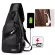 Men's leather shoulder bag, messenger bag, USB breast bag, charge the exterior headphones