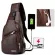 Men's leather shoulder bag, messenger bag, USB breast bag, charge the exterior headphones