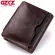 Gzcz Genuine Leather Men's Wallets Thin Male Wallet Card Holder Cowskin Soft Zipper Poucht Short Clamp For Money Portomonee