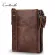 Contact's Genuine Crazy Horse Cowhide Leather Men Wallet Short Coin Purse Small Vintage Wallets High Quality Designer