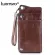 Luensro Men Wallet Leather Vintage Long Wallets Men 100% Genuine Leather Wallet Purse Zipper Card Holder Coin Purse For Iphone7s