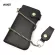 Maheu Super Quality Leather Wallet with Iron Chain 100% Cowhide Leather Black Bifold Card Wallet Metal Chain Wallet Male