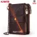 Kavis Genuine Leather Free Engraving Rfid Wallet Men Crazy Horse Wallets Coin Purse Short Male Money Bag Mini Walet  Quality