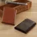 Portable Solid Genuine Leather Small Money Clips Wallet Mini Men's Purse with Magnet Hasp Brown Coffee