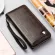 Mobile phone bags, leather, multiple, long wallet cards, first layer leather, man's wallet, zipper