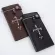 New Gothic Pun Style WLET MEN VINTAGE SULL CROSS Leather Luxury WLETS with Chain Boy Hasp Credit Card SE