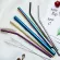 Reusable Stainless Steel Drinking Metal Straw Boba Bubble Tea Smoothie Straws Straight Bent Colorful Tubes Silicone Tips Brush