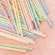 300PCS Disposable Straws Flexible Plastic Straws Striped Multi Colored Rainbow Drinking Straws Bendable Straw Bar Accessories