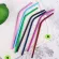 Reusable Stainless Steel Drinking Metal Straw Bent Straight Colorful Straws Tubes Eco Friendly Portable Straws with Brush Bag