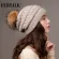 Furtalk Winter Pompom Hat Women Slouchy Beanie Hat With Velvet Ladies Knitted Real Fur Pom Stretchy Hat Female Warm Skullies