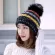 Warm Winter Women Women's Thick Skullies Female Rochet Hairball Striped Knating Hats Casual Beanies