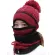 3PCS Women Hat Winter Cap Thicken Warm Pompom Beanie Hat Cap Mask Neck Scarf Set