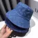 Washed Denim Summer Women Bucket Hat Solid Color Wide Brimach UV Protection Round Sunscreen Sun Cap