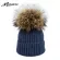 Natural Fur Hats for Women Knitted BRAID BEANIE FMALE CAPS POMPON Headgear Winter Girl Lady Skullies Hats