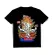 Black short-sleeved neck t-shirt, Ganesh pattern, sitting on a lotus flower, comfortable to wear, both men and women T311A