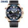 SMAEL 2021 Fashion Quartz Men's Watches Luxury Dual Display Waterproof Men’s Wrist Watch with Leather Strap SL-6009