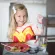 BUMKINS. Collections DC long sleeveless apron. SLEEVE BIB is suitable for 6-24 months. Wonder Woman pattern.