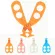 Food cutting scissors with 5 white/orange/blue/pink/purple