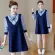Navy stomach dress, long sleeve, bow decorated