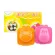 Type boiled eggs with rabbit with bears - pink/orange.