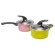 2 ceramic coated pots, Ceramic Cooking Pot - Pink / Green