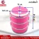 Getzhop ปิ่นโต 3 ชั้น Pinto ปิ่นโตสูญญากาศ Lunch Box ( สีชมพูเข้ม ) แถมฟรี! ช้อนพลาสติก