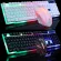 LED GLOWING COMPUTER DESK WIRED MECHANICLARD and Mouse Game Suite USB
