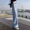 7565 high -waisted jeans, lacking legs, Korean style, wide feet, beautiful long -sleeved jeans