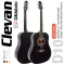 [ขายดี] Clevan D10 กีตาร์โปร่ง 41" ทรง D ไม้สปรูซ หย่องแบบ Nubone สีดำ + สายกีตาร์ D'addario ** กีตาร์โปร่งสเปค Yamaha F310 / เซ็ตอัพให้เล่นง่ายก่