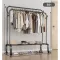 The new pair of clothes racks have wheels, hanging clothes racks, hangers with hat hangers.