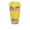 Reusable Coffee Bamboo Fiber Tea Cup Health Drink Water Multi-Function with Lid Non-Slip Silicone Set Graffiti Cup