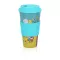 Reusable Coffee Cup Bamboo Fiber Cup Health Drink Water Multi-Function with Lid Non-Slip Silicone Set Graffiti Cup