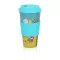 Reusable Coffee Cup Bamboo Fiber Cup Health Drink Water Mug Multi-Function With Lid Non-Slip Silicone Set Graffiti Cup