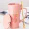 Creative Nordic Ceramic Cup Large Capacity Boy Cup With Cover Spoon Cup Personality Home Couple Cup