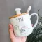 Korean Style Creative Cartoon Mug Cute Personalized Cup with Lid Spoon Home Breakfast Milk COUL CUP TEA GLASS CUP